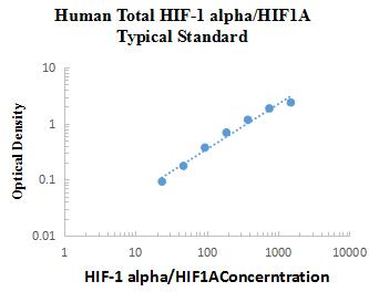 Human Total HIF-1α/HIF1A ELISA Kit 检测试剂盒（酶联免疫吸附法） - 标准曲线