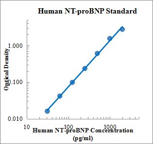 Human NT-proBNP ELISA Kit 检测试剂盒（酶联免疫吸附法） - 标准曲线