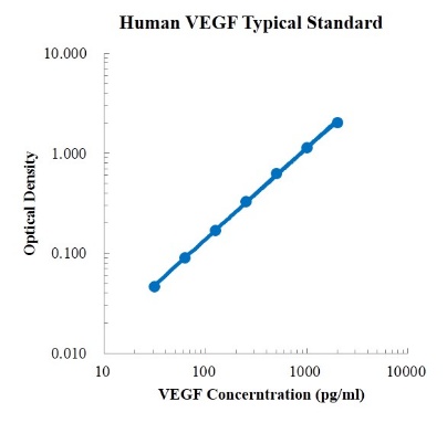 Human VEGF ELISA Kit (人血管内皮生长因子 (VEGF) ELISA试剂盒) - 标准曲线